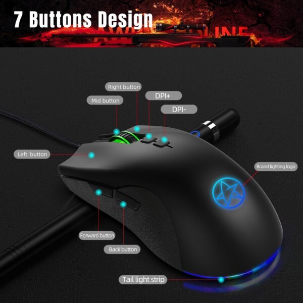 A883 Wired Gaming Backlit Mouse