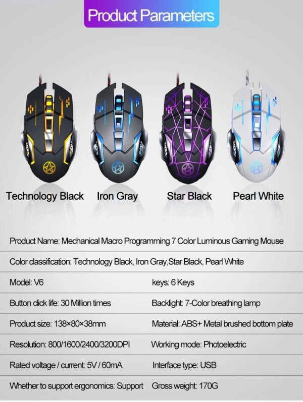 V6 RGB Wired Gaming Mouse