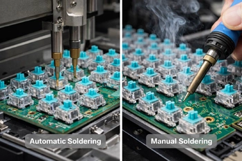 Switch insertion and soldering (auto/manual)